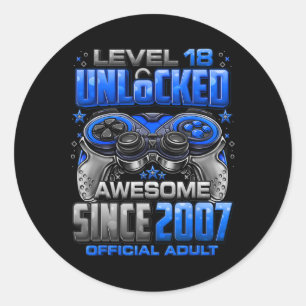Sticker Rond Niveau 18 Débloqué Incroyable Depuis 2007 18e Anni