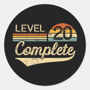 Sticker Rond Niveau 20 Fin du 20e anniversaire de Mariage Vinta