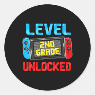 Sticker Rond Niveau 2E Année Déverrouillé Retour À L'École Prem