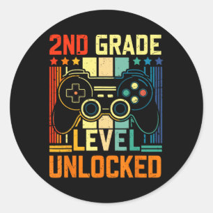 Sticker Rond Niveau 2e année jeu vidéo débloqué Ck retour à l'é