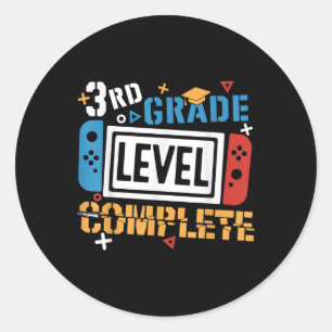 Sticker Rond Niveau 3e année Complet Dernier jour de l'école Ga
