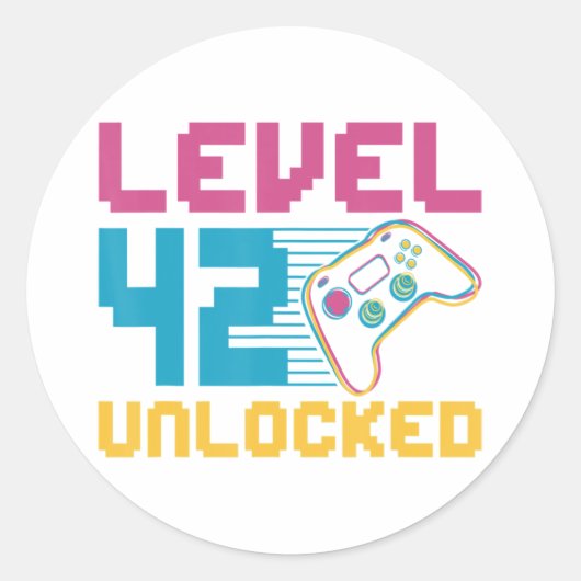 Sticker Rond Niveau 42 déverrouillé Jeu Anniversaire (Devant)