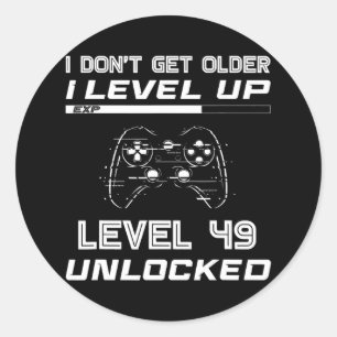 Sticker Rond Niveau 49 Déverrouillé Gamer 49e anniversaire Déco