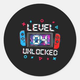 Sticker Rond Niveau 4 Joueur déverrouillé 4e anniversaire jeu v