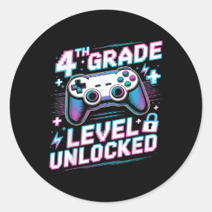 Sticker Rond Niveau 4e année débloqué jeu vidéo premier jour ga