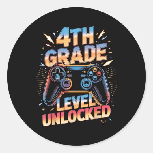 Sticker Rond Niveau 4e Débloqué Jeu Sur Retour en 4e (Devant)