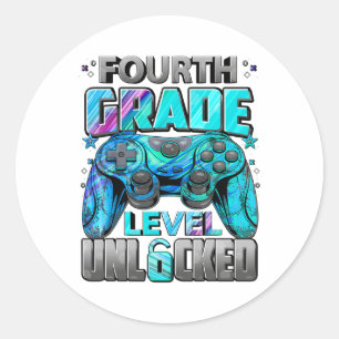 Sticker Rond Niveau 4e Débloqué Jeux Joueur Garçons Retour à