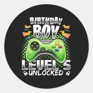 Sticker Rond Niveau 5 Débloqué Jeu Vidéo 5ème Anniversaire Game