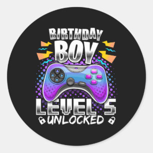 Sticker Rond Niveau 5 Jeu vidéo déverrouillé 5e anniversaire Ga