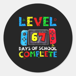 Sticker Rond Niveau 67 Jours d'école Complète Six Sept Mème Enf