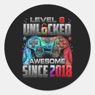 Sticker Rond Niveau 6 Débloqué Incroyable Depuis 6ème Anniversa