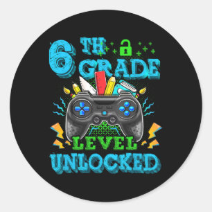 Sticker Rond Niveau 6e Débloqué Jeu Vidéo Rentrée Scolaire