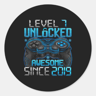 Sticker Rond Niveau 7 Débloqué 7 Ans Pour Garçons 7ème Annivers