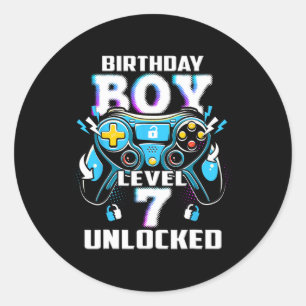 Sticker Rond Niveau 7 Débloqué Jeu Vidéo 7ème Anniversaire Garç