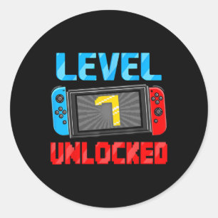 Sticker Rond Niveau 7 Débloqué Joueur Cadeau d'anniversaire 7 a