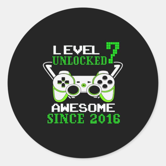 Sticker Rond Niveau 7 Déverrouillé Awesome 2016 jeu vidéo 7e na (Devant)