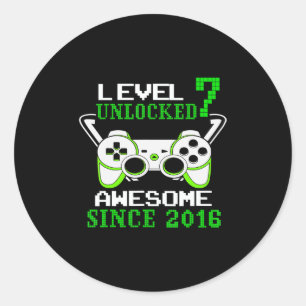 Sticker Rond Niveau 7 déverrouillé stupéfiant depuis 2016 Jeu B