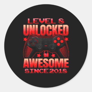Sticker Rond Niveau 8 Débloqué 8 Ans Pour Garçons 8ème Annivers