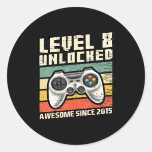 Sticker Rond Niveau 8 Déverrouillé Awesome 2015 jeu vidéo 8e na
