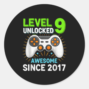 Sticker Rond Niveau 9 débloqué génial depuis 2017 anniversaire