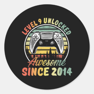 Sticker Rond Niveau 9 Débloqué Jeu Vidéo Garçon 9 Ans 9e Bi
