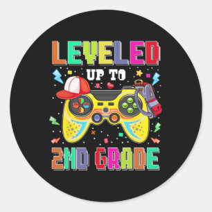 Sticker Rond Niveau Atteint 2e Année Élève Gamer Premier Jour G