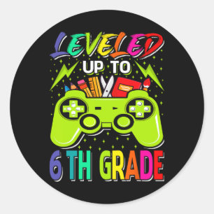 Sticker Rond Niveau atteint : élève de 6e année Gamer Ck rentré