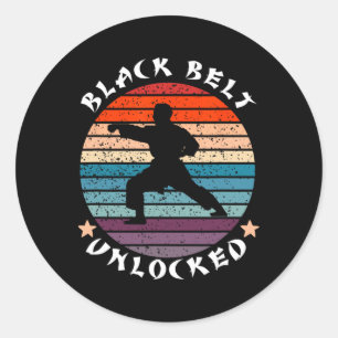 Sticker Rond Niveau de ceinture noire Déverrouillé Réussite Kar