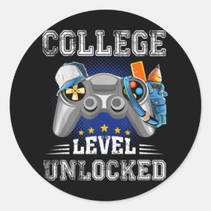 Sticker Rond Niveau de collège Jeu vidéo déverrouillé Retour à 
