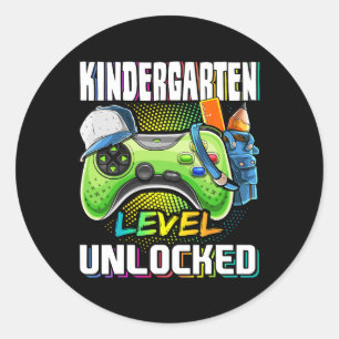 Sticker Rond Niveau de jardin d'enfants Jeu vidéo déverrouillé