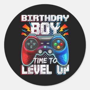 Sticker Rond Niveau de jeu vidéo Game Birthday Boy Time Gamer
