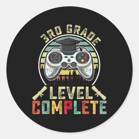 Sticker Rond Niveau de niveau complet Gamer 3e grade Gi (Devant)
