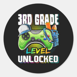 Sticker Rond Niveau D'Études Déverrouillé Jeu Vidéo Retour À L'