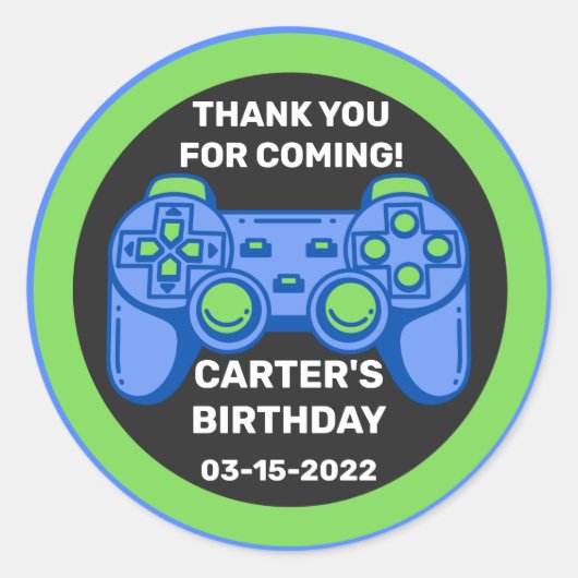 Sticker Rond Niveau Déverrouillé Jeu d'Anniversaire Personnalis (Devant)