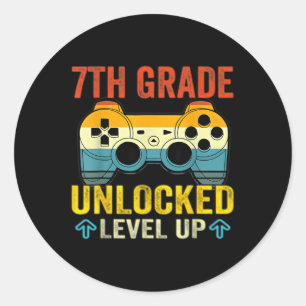 Sticker Rond Niveau Déverrouillé Niveau Haut Jeu Vidéo Retour À