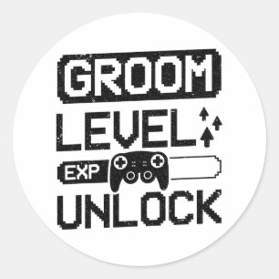 Sticker Rond Niveau du marié débloque l'enterrement de vie de g
