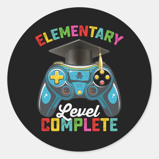 Sticker Rond Niveau élémentaire Complet Graduation Jeu Gamer (Devant)