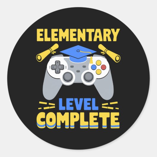 Sticker Rond Niveau élémentaire Complet Jeu Gamer Graduation (Devant)