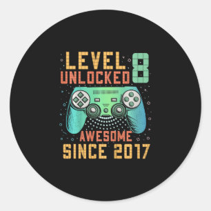 Sticker Rond Niveau Enfants 8 Débloqué Anniversaire 8 ans Garço