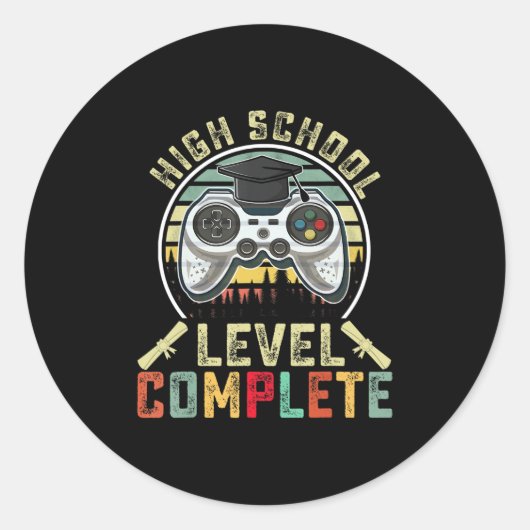 Sticker Rond Niveau lycée Complet Gamer School Graduation (Devant)