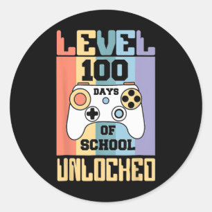 Sticker Rond Niveau Rétro 100 Jours De Joueurs Scolaires Déverr