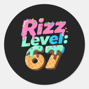 Sticker Rond Niveau Rizz 67 Glace au Chocolat Six Sept Pour Tou