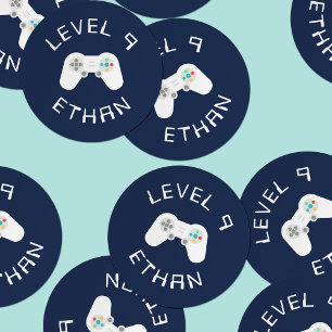 Sticker Rond Niveau supérieur Thème Gamer Personnalisé Annive