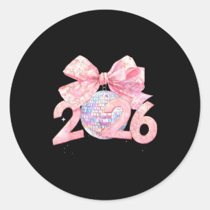 Sticker Rond Nk Bow Coquette Boule Disco Bonne Année 2026