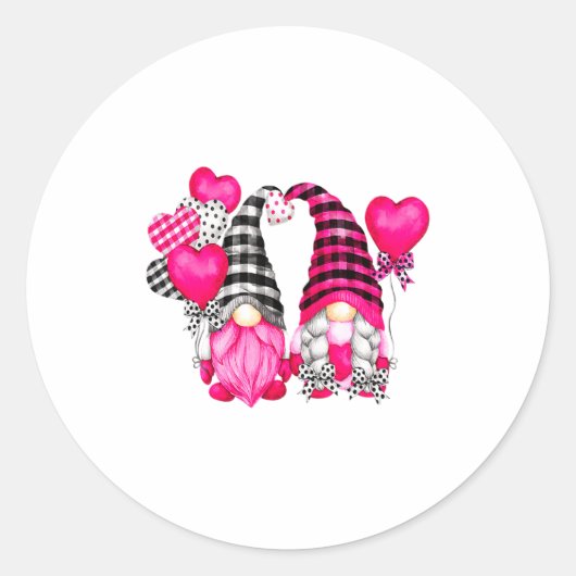 Sticker Rond Nk Buffalo Plaid And Heart Balloons Valentines D _ (Devant)