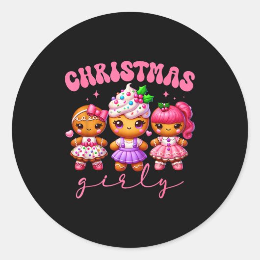 Sticker Rond Nk Cute Gingerbread Christmas Girly Pajama Outfits (Devant)