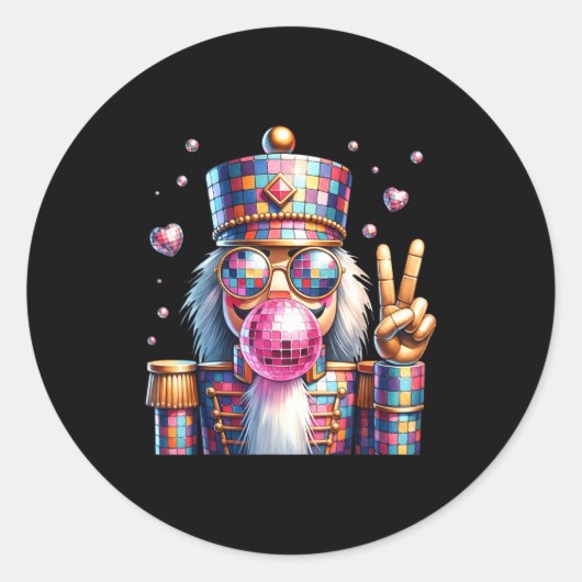 Sticker Rond Nk Disco Nutcracker Bubblegum Christmas For Men Wo (Devant)