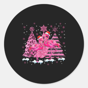 Sticker Rond Nk Flamant Chapeau de Père Noël Léopard Arbre de N