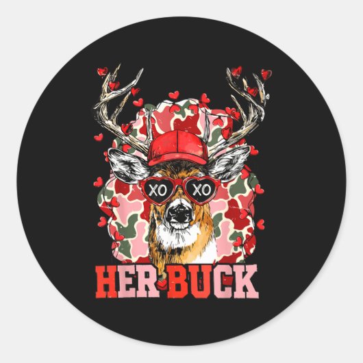 Sticker Rond Nk Her Buck Camo Deer Hunting Camouflage Matching  (Devant)