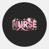 Sticker Rond Nk Ribbon Stethoscope Nurse Life Breast Cancer Awa (Devant)